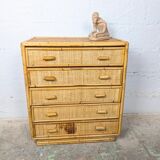 Light rattan chest of drawers with caning