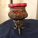 Chrome brass night light or candle holder