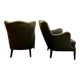 Modern Danish armchairs by Alfred Christensen. Beautiful shape, brass legs.