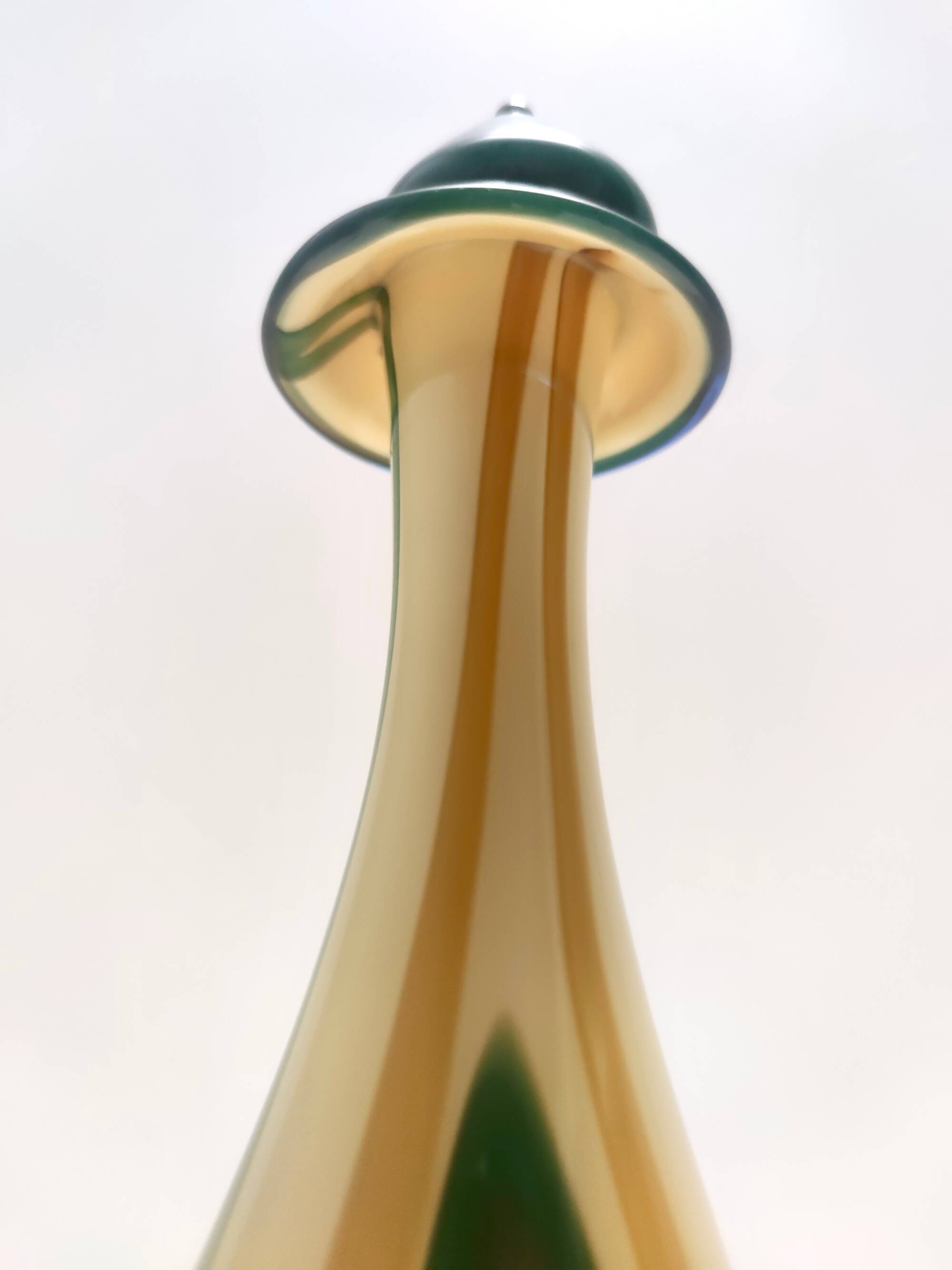 Beige Encased and Hand-blown Glass Decanter Bottle, Italy