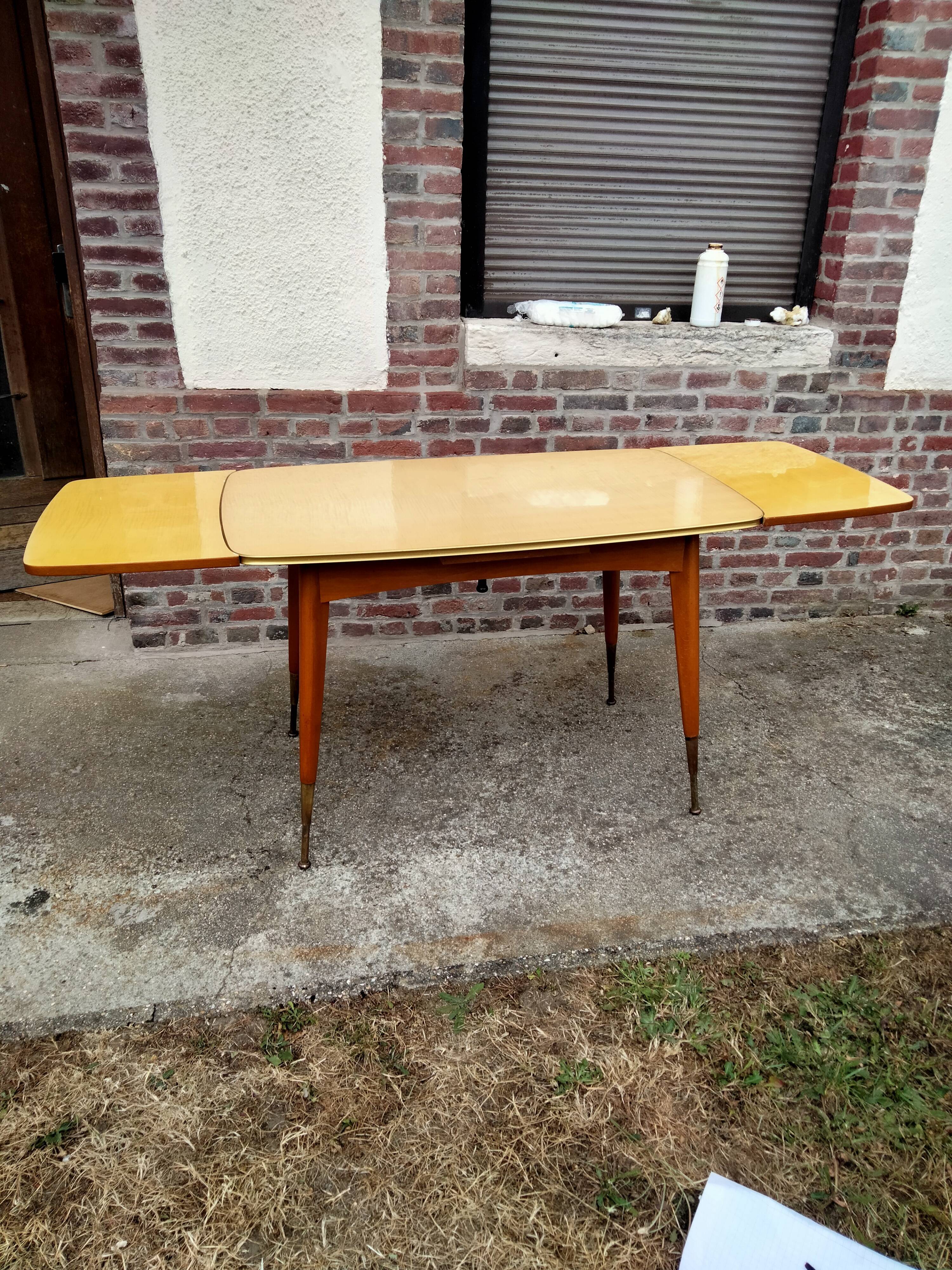 Extendable table with extensions old vintage compass legs design XXeme