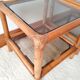 Pair of rattan bedside tables and smoked glass 1970