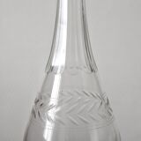 Carafe ancienne en cristal gravé frise feuilles de lauriers