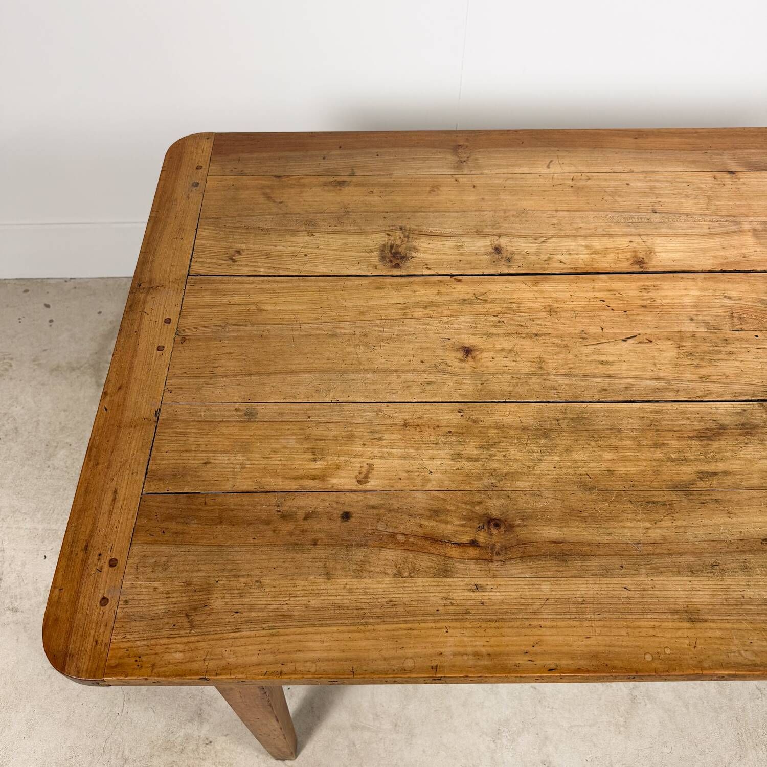Antique French Cherrywood Farmhouse Dining Table with Drawer