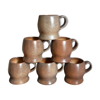 Six ceramic mugs by Max Idlas from the 60s