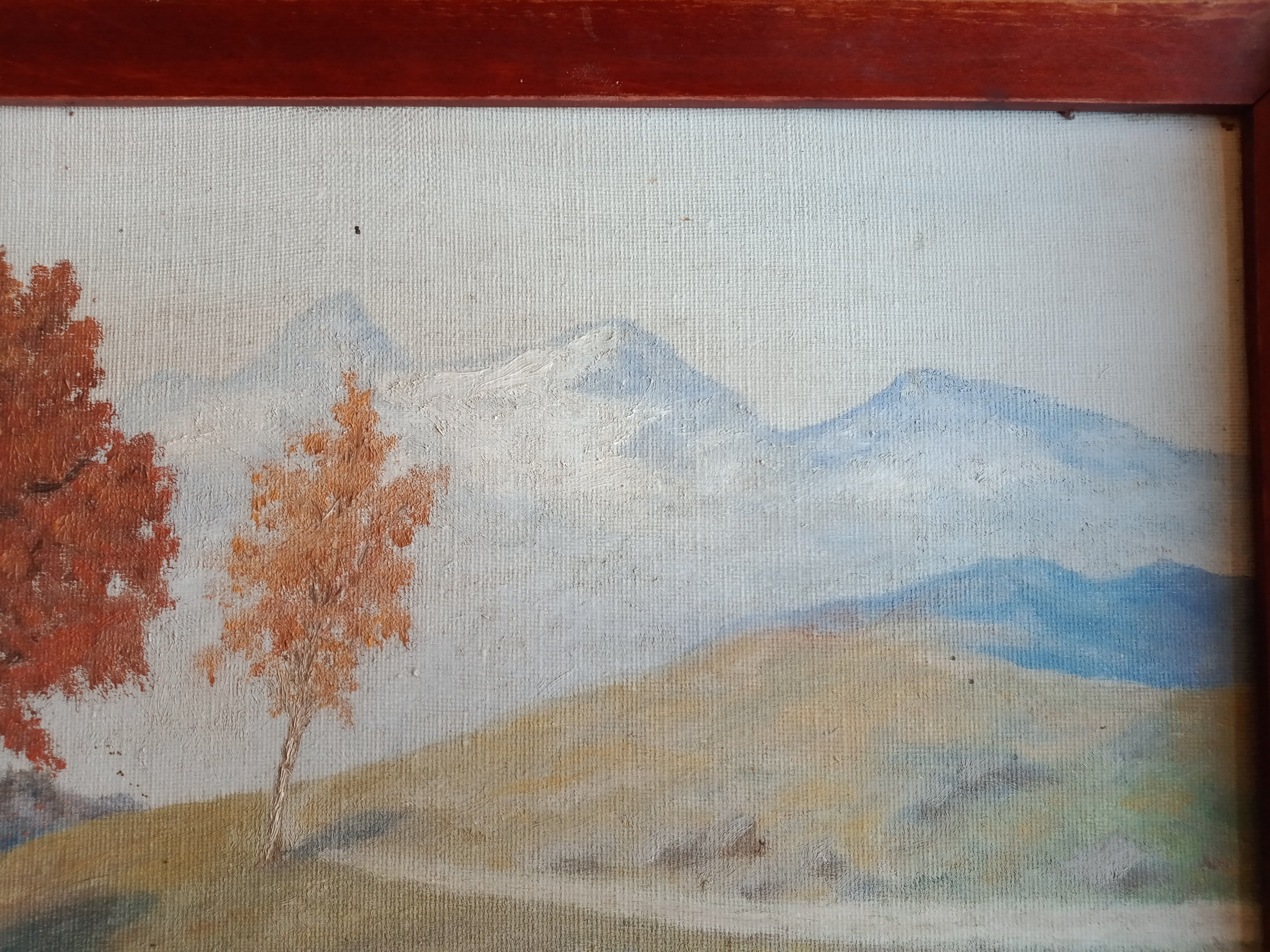 oil on canvas painting dated mountain landscape signed