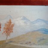 oil on canvas painting dated mountain landscape signed