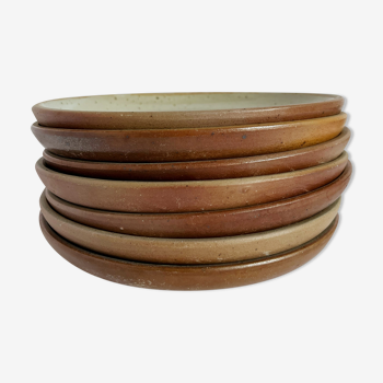 Set of 7 glazed stoneware plates