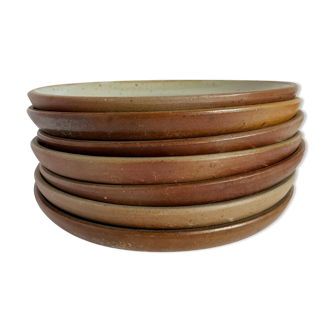 Set of 7 glazed stoneware plates