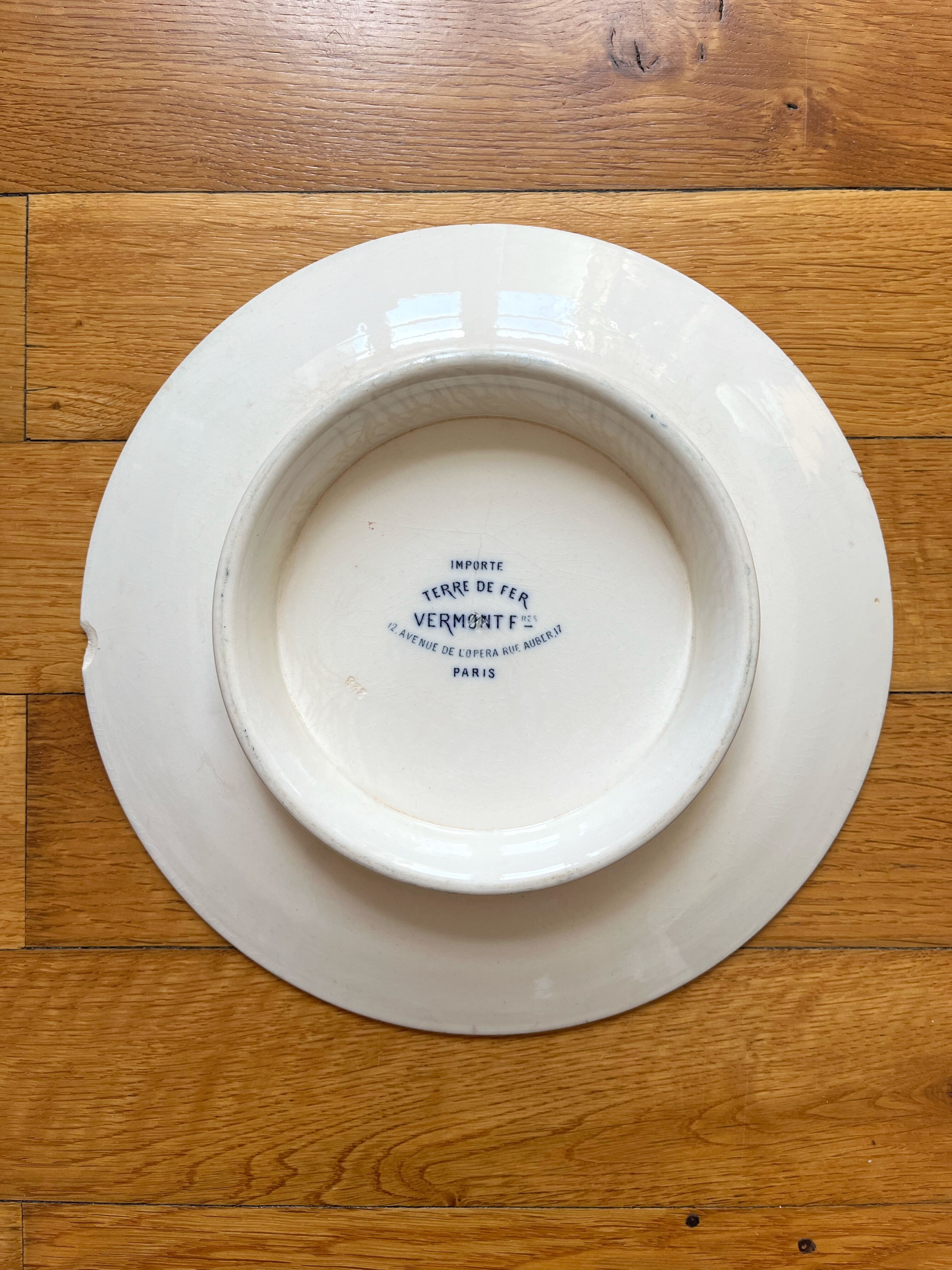 Carmen ironstone footed dish, imported by Vermont Frères Paris