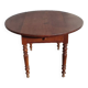 Table ronde ancienne extensible en bois fruitier avec côtés rabattables