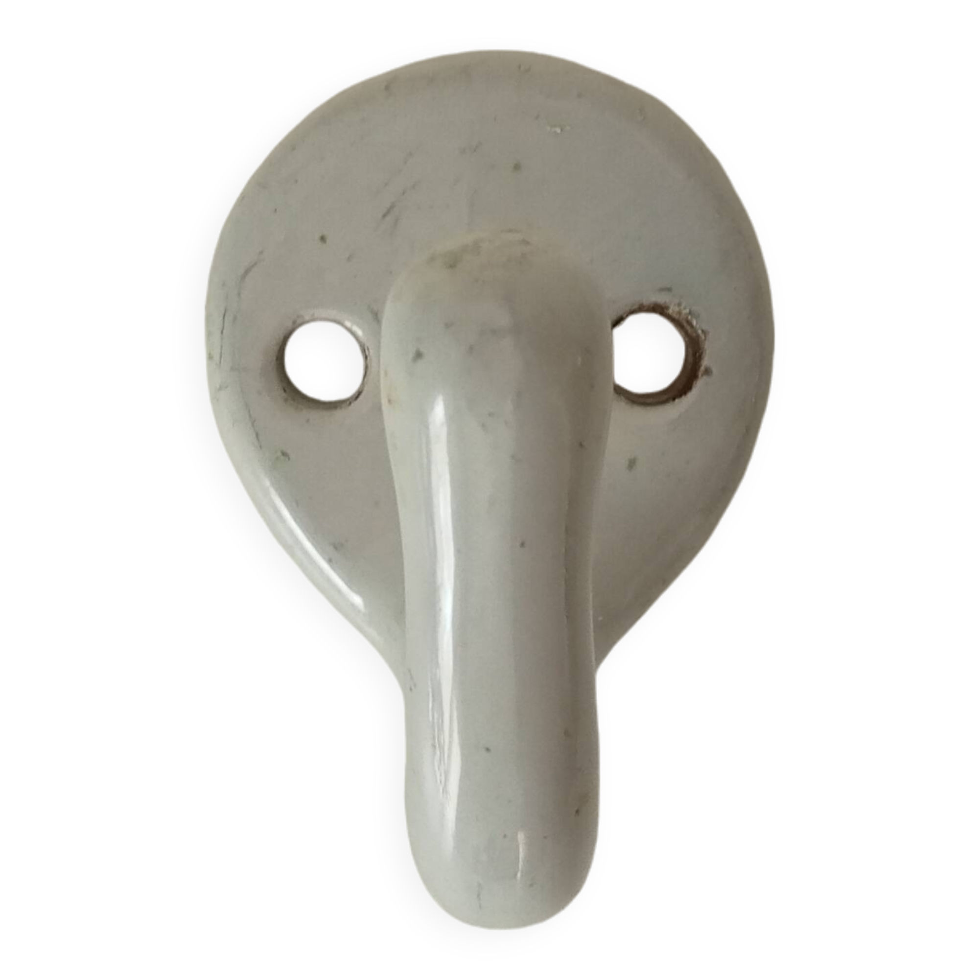 Antique enamelled cast iron wall hook from the 30s/40s