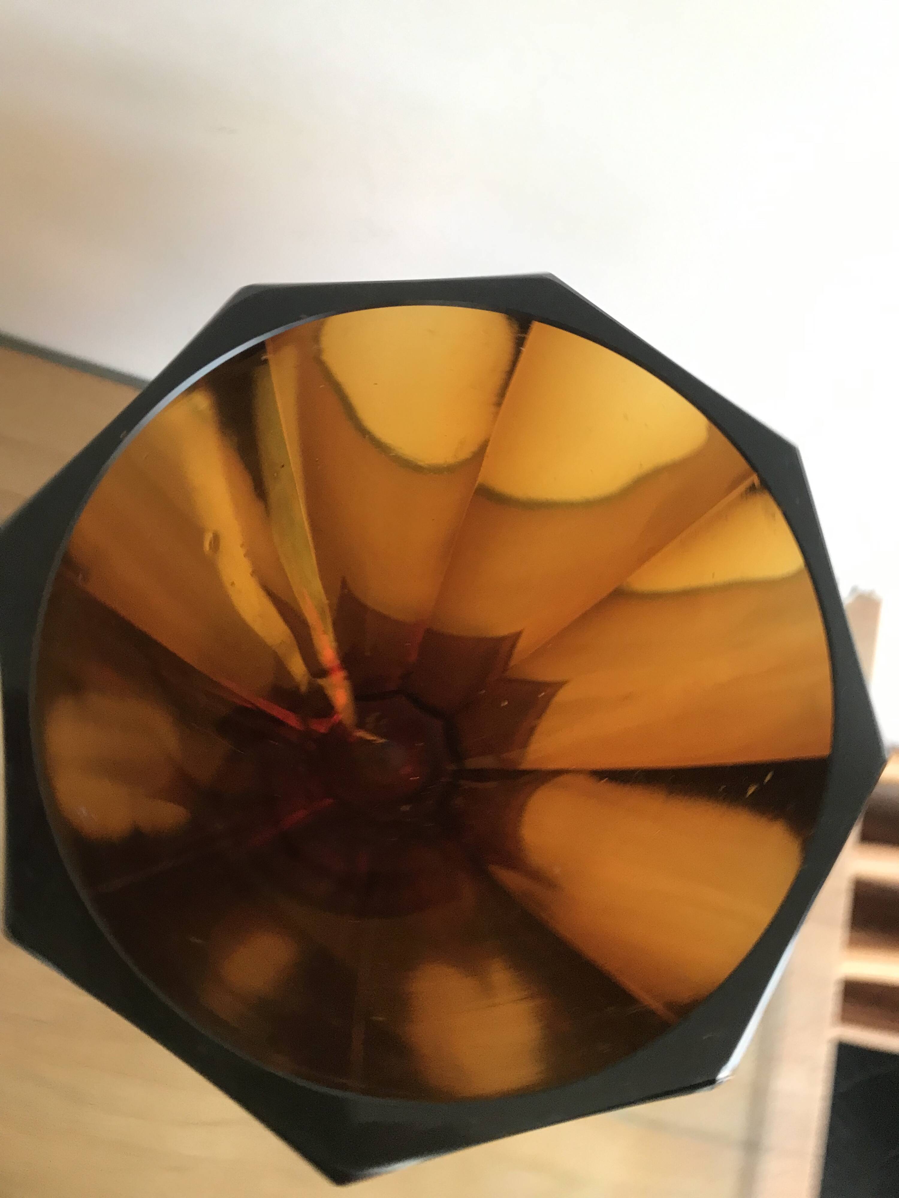 art deco ocher glass vase