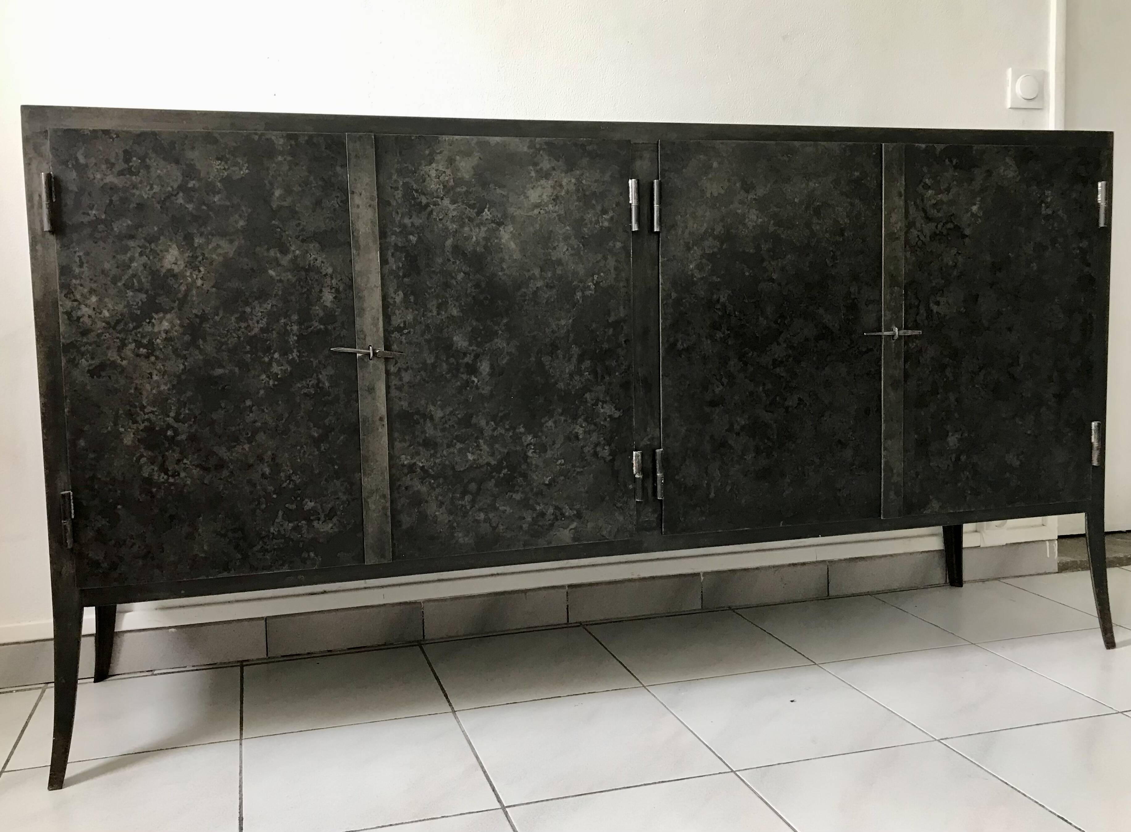 Black forged steel sideboard