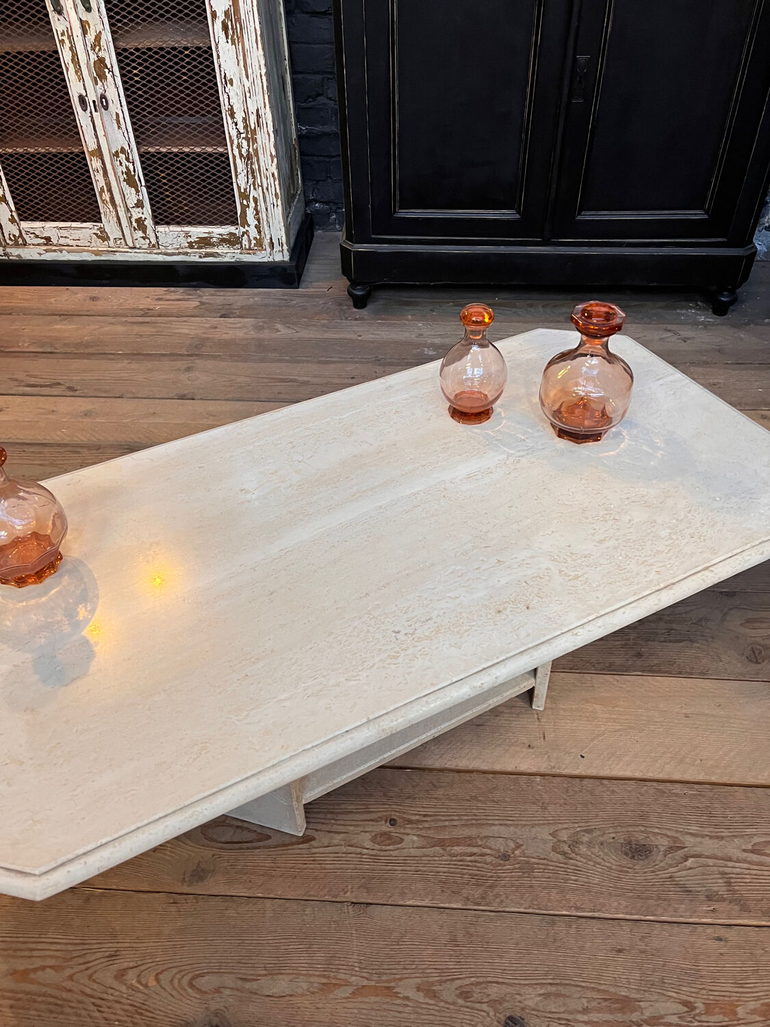 Travertine coffee table