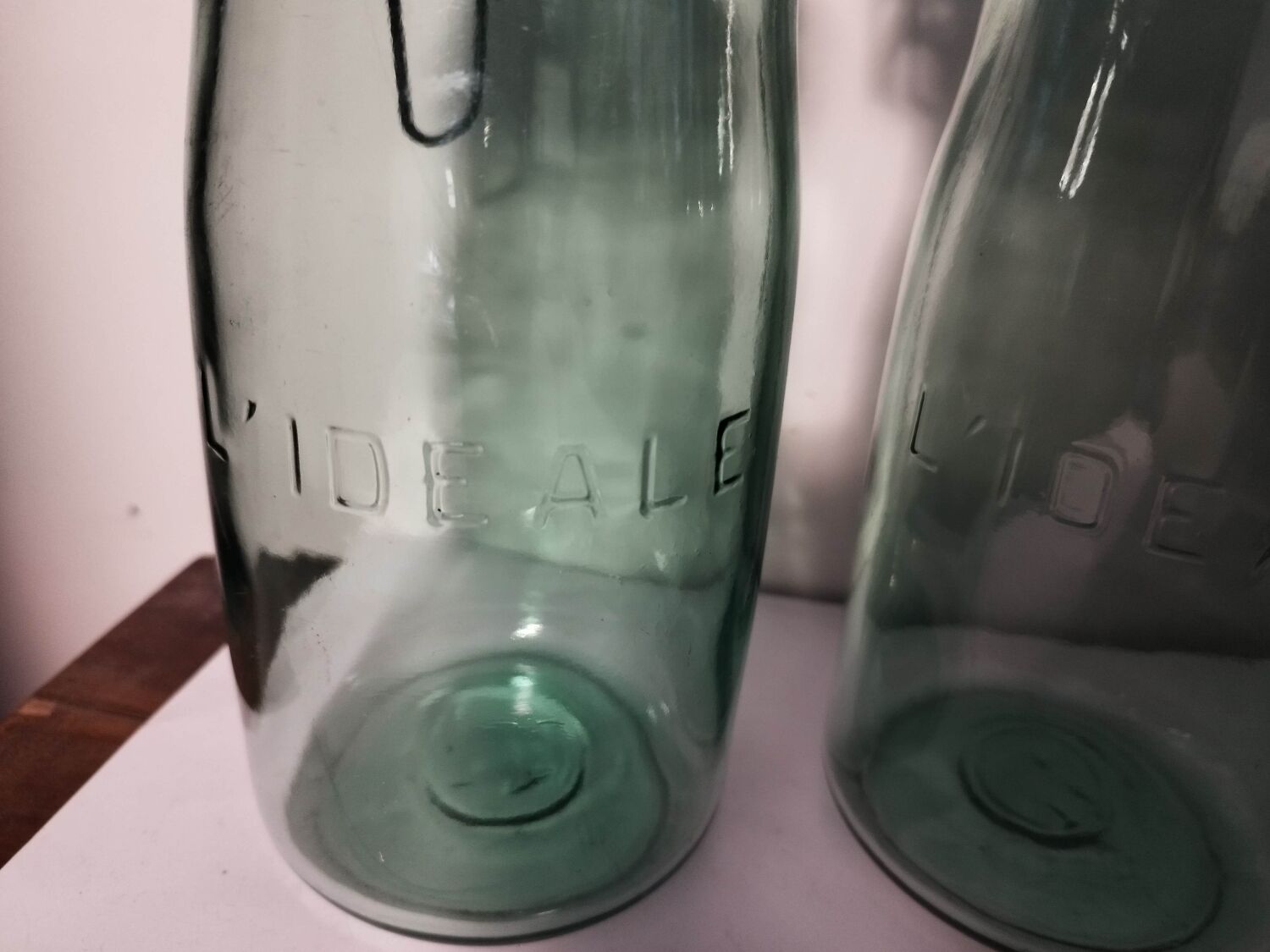 Lot 3 ideal green glass jars