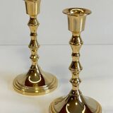Pair of vintage golden metal candle holders