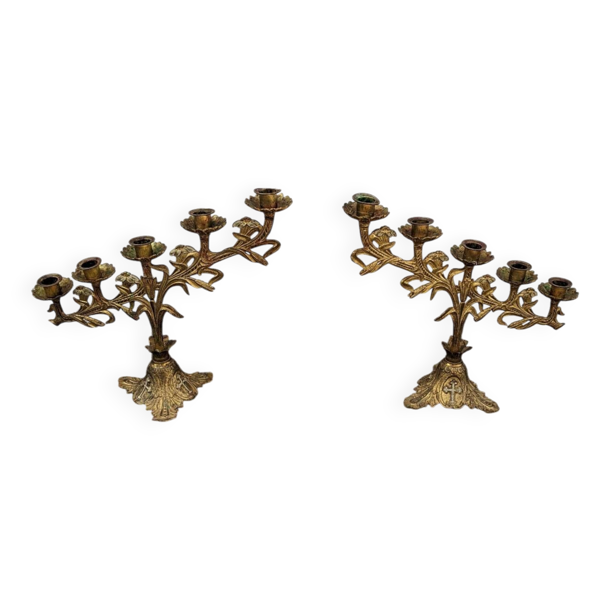 Pair of five-branched altar candlesticks