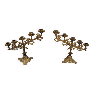 Paire de chandeliers d'autel cinq branches