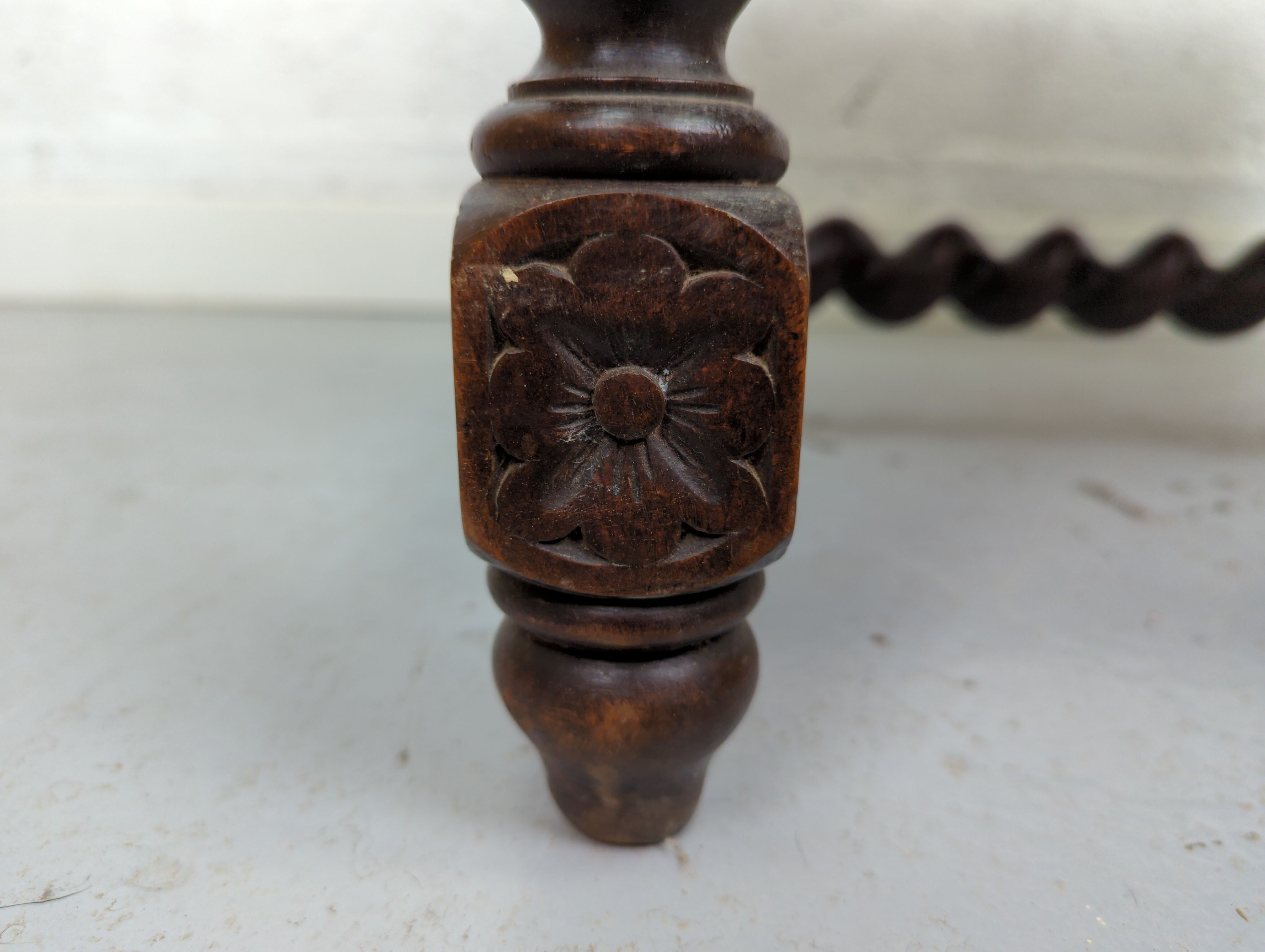 Old bench twisted wood stool