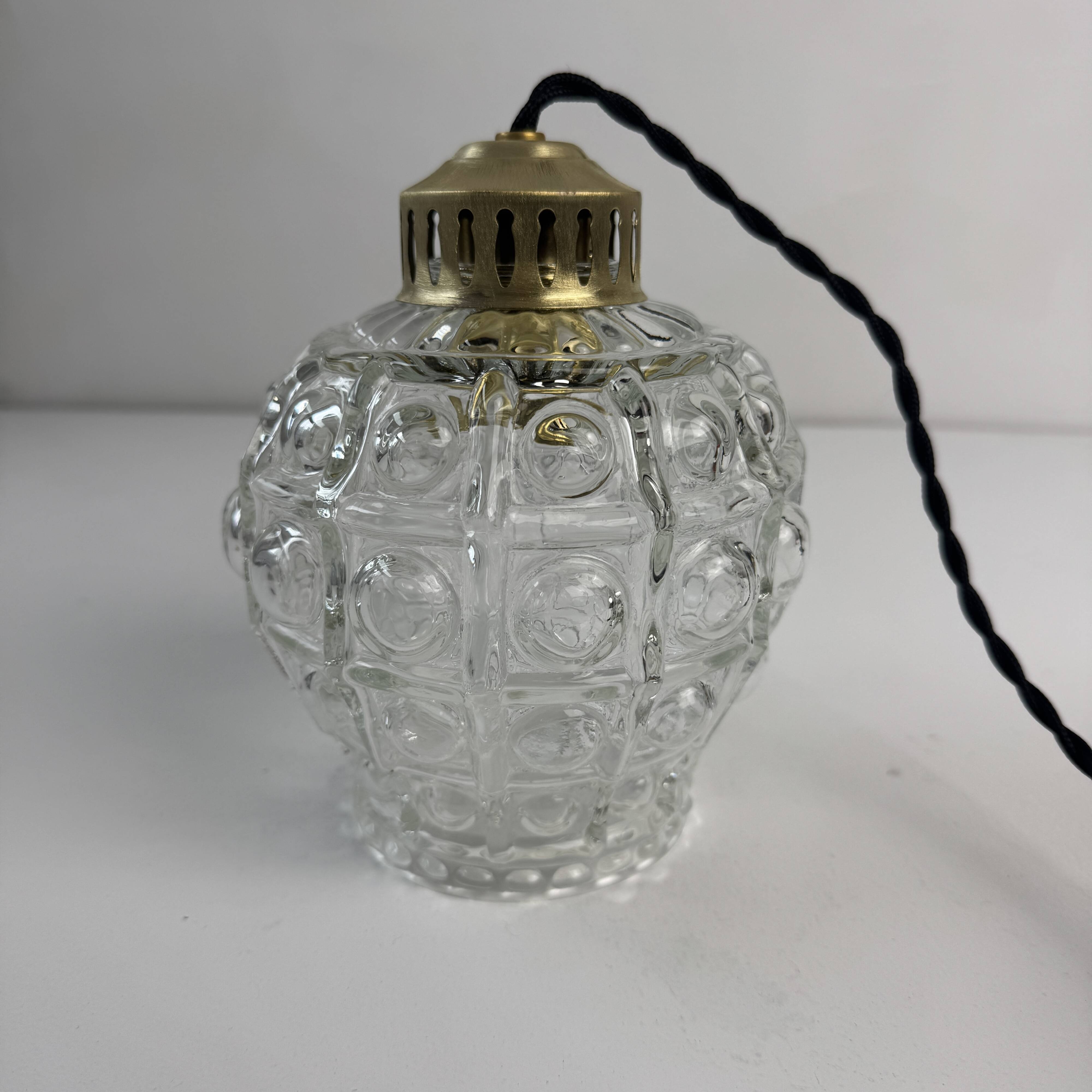 LOT OF 3 OLD VINTAGE BUBBLE GLASS HANGER LIGHTS