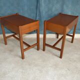 Pair of bedside tables in teak veneer circa 1970 scandinavian work