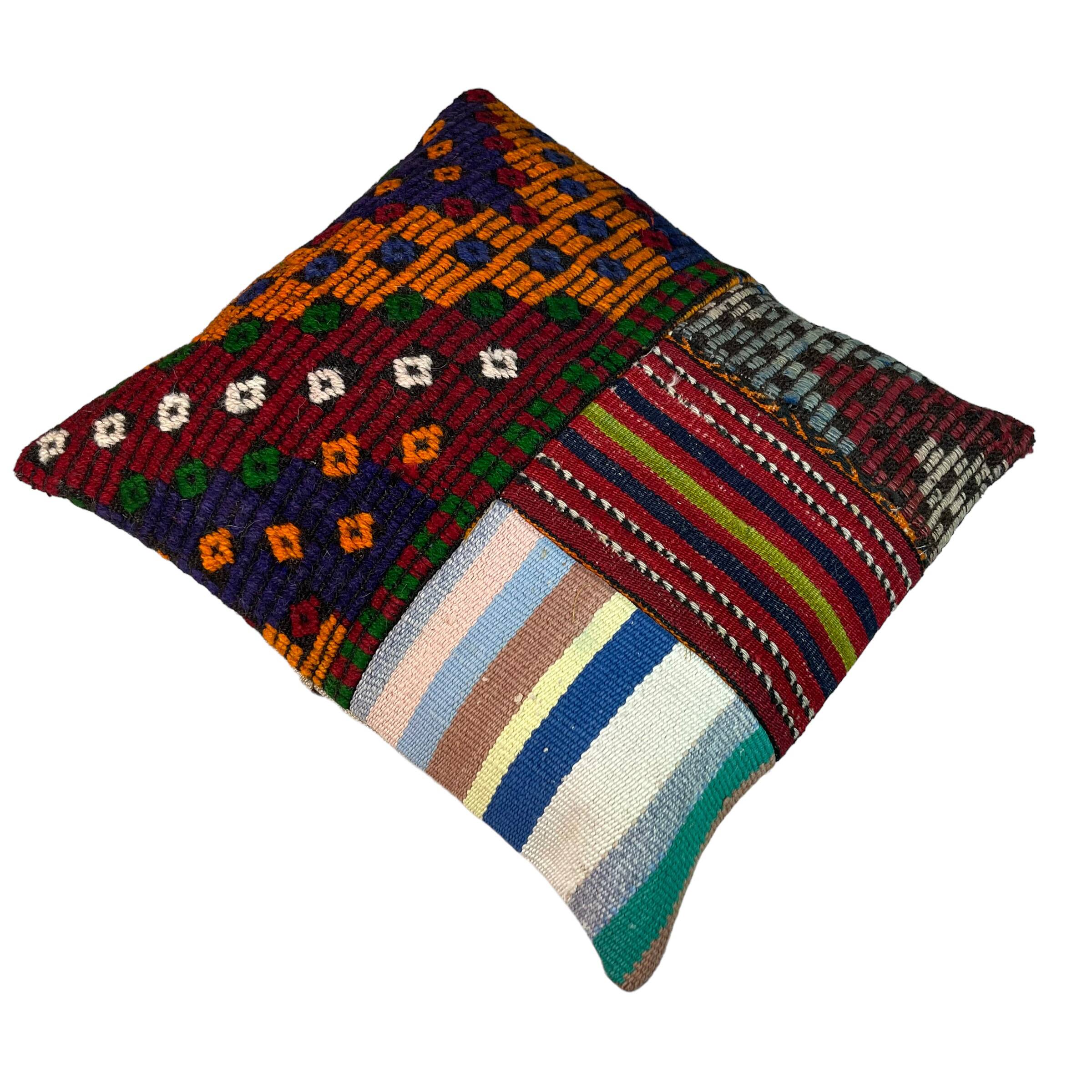 Vintage turkish kilim cushion cover , 55 x 55 cm