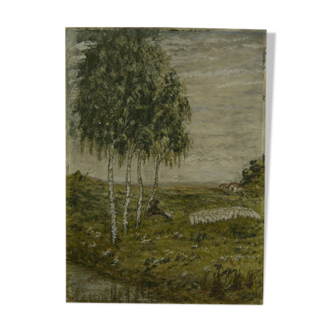 Gouache sur carton, Le berger, Simon