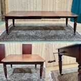 Victorian mahogany table with 2 extensions - 19th century work - Crank system