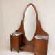 Art Deco dressing table in wood and marble, large oval mirror, 1930s-40s.