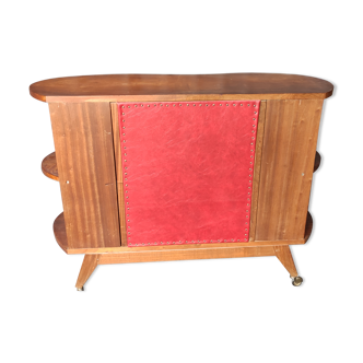 Bar pivotant années 50 en bois exotique, double face