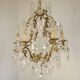 French Art Nouveau chandelier with 6 lights in bronze and crystal Acanthus 5552