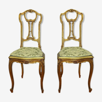Pair of gilded wooden chairs Louis xv style