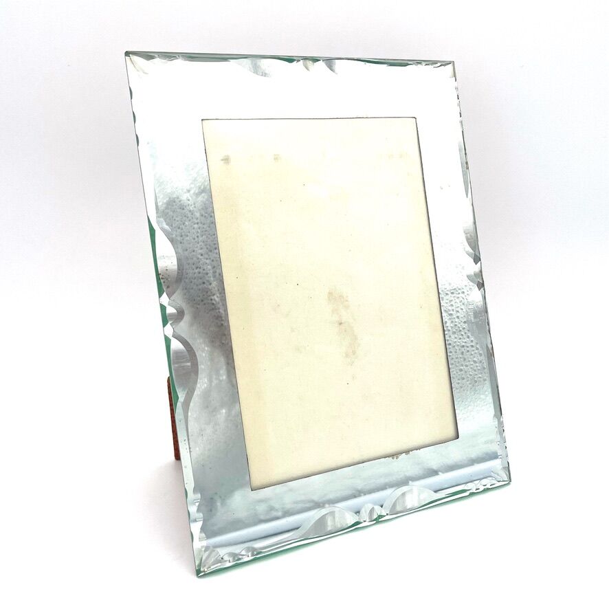 Cadre photo miroir, maison Harbé, taillé main, 1950's