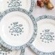 4 assiettes plates terre de fer, motif François Ier, Salins, France