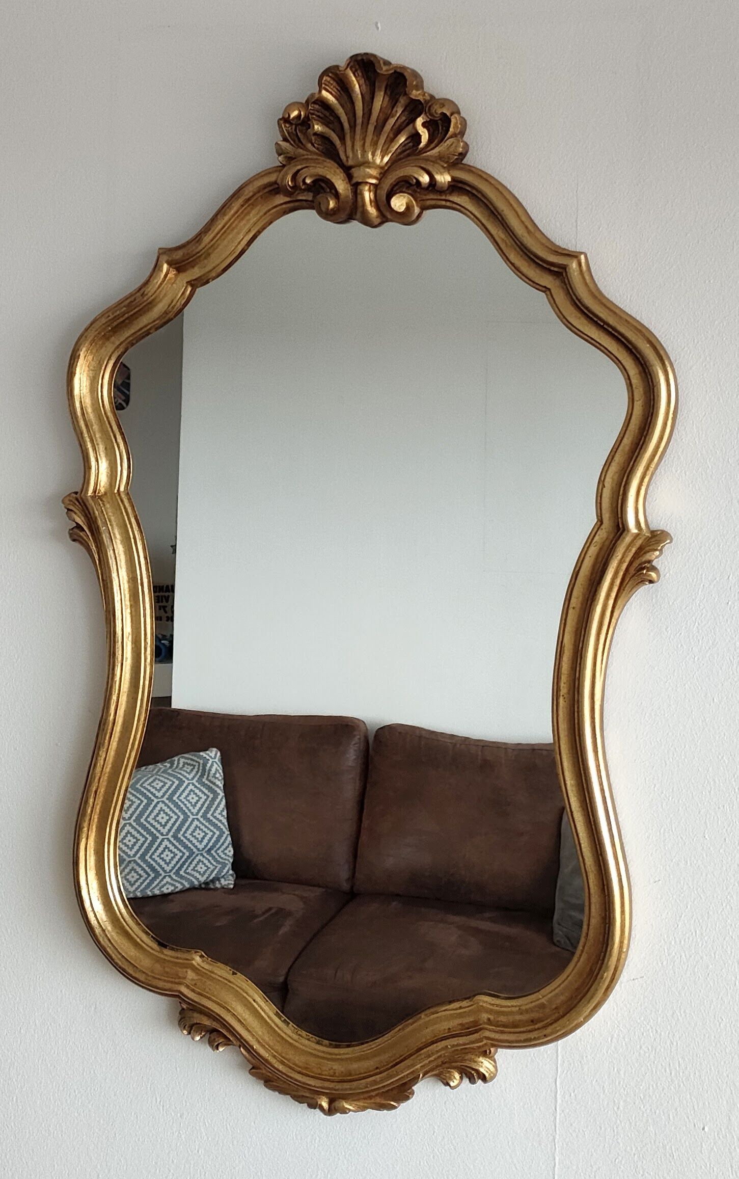 Large gilded mirror shell Louis XV style
