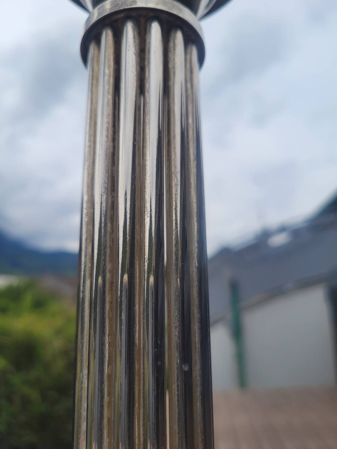 Large antique candle holder 45cm in silver metal