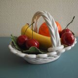 Old ceramic fruit basket vintage ceramic fruit basket barbotine