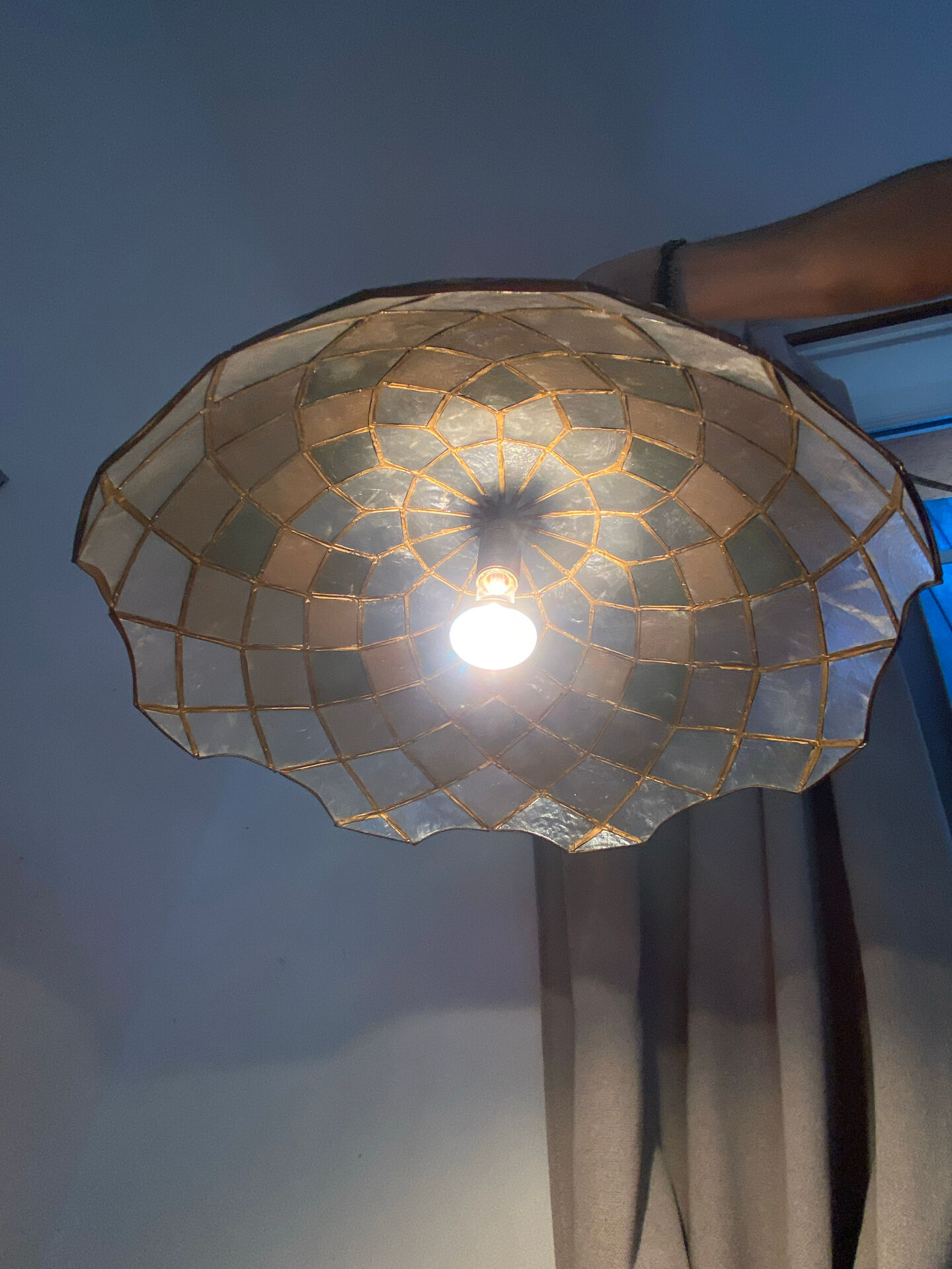 Brass and mother-of-pearl pendant