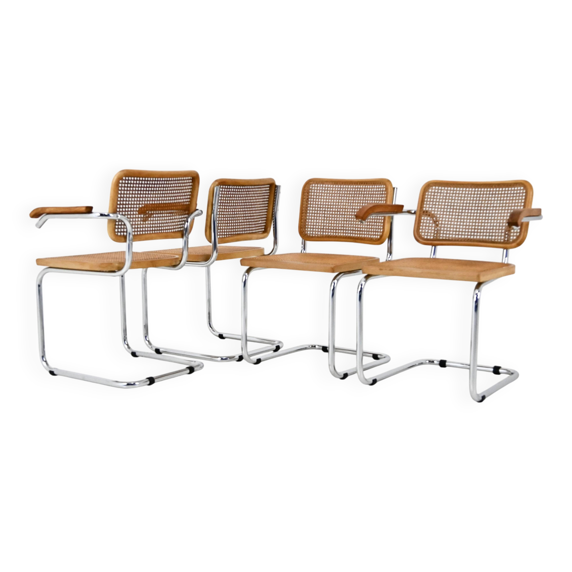 Ensemble de 4 chaises de salle à manger Style B32 de Marcel Breuer