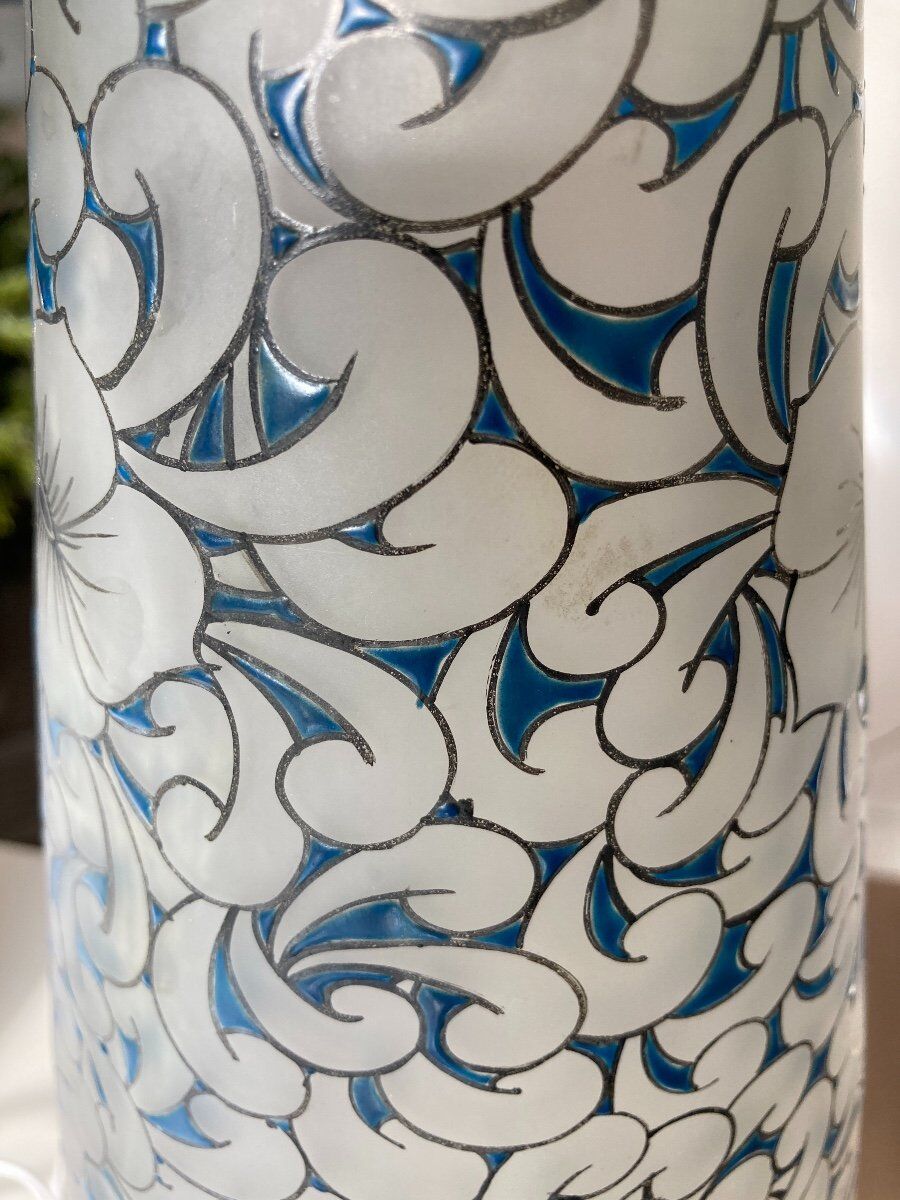 Glass paste vase signed Leune, Art Nouveau