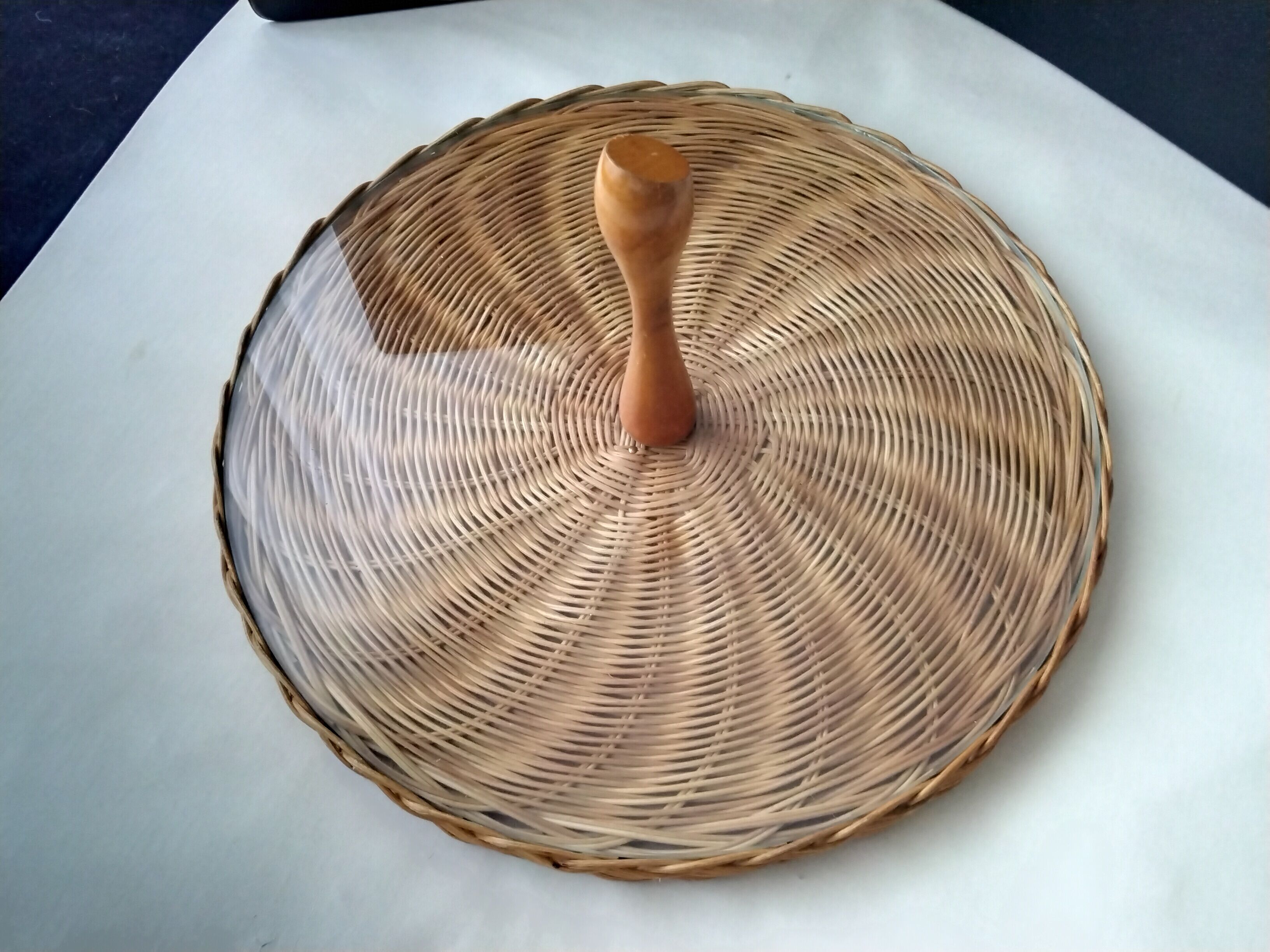 Glass and wicker cheese platter