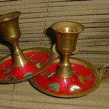Set of 2 brass candle holders