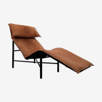Cognac leather long chair, 'Skye' model by Tord Bjorklund, Sweden 1970s