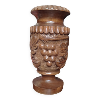 Carved wooden vase