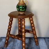 Vintage turned solid wooden stool