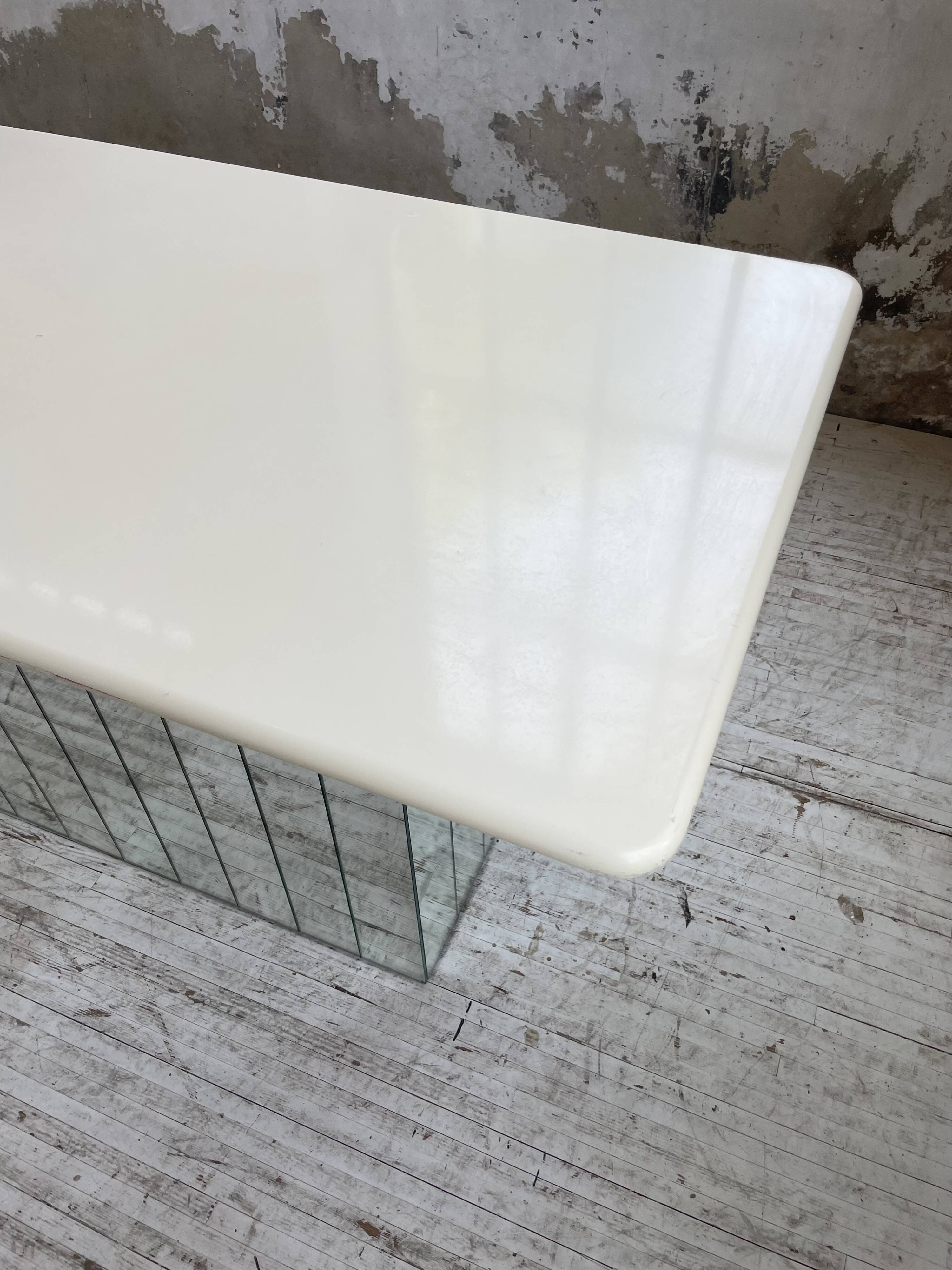 80s lacquered desk and mirror