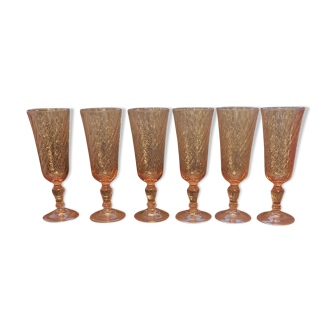 6 twisted pink champagne flutes
