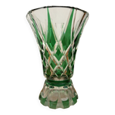 Vase évasé en cristal doublé vert Saint-Louis France