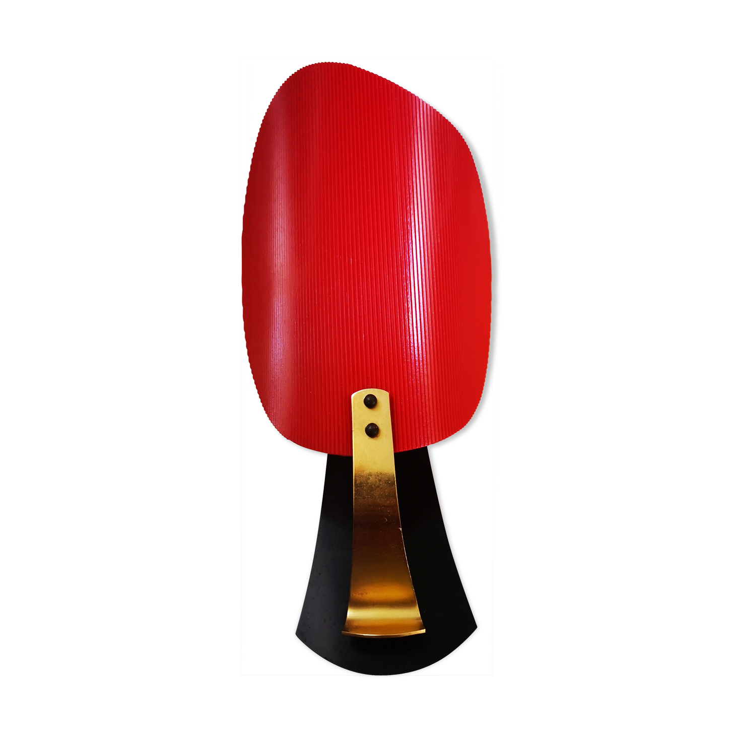 Red and black vintage sconce in fluted plastic and brass